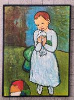 Picasso print van schilderij Meisje met duif 80 x 60 cm, Print, Gebruikt, Ophalen of Verzenden, 50 tot 75 cm