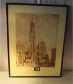 Mooi Oude Gravure 'Kathedraal Antwerpen' - Van Frachem, Ophalen of Verzenden