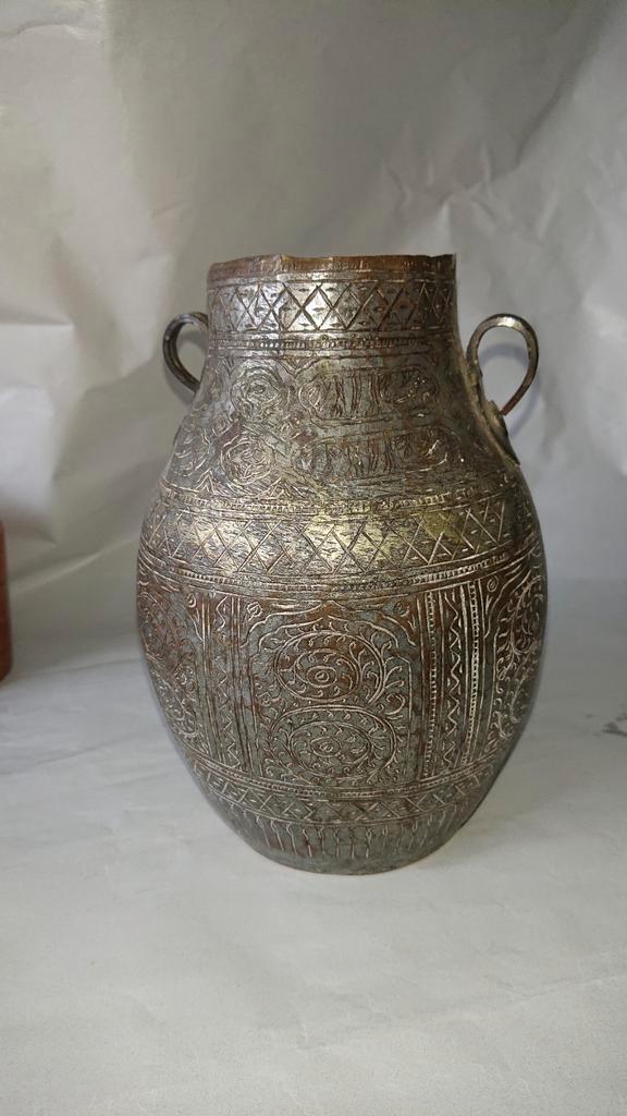 Oude Perzische koperen pot met oren 17 cm hoog, Antiek en Kunst, Antiek | Koper en Brons, Koper, Ophalen