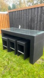 Bar tafel met 6 krukken, Tuin en Terras, Ophalen of Verzenden, Gebruikt, Kunststof, 6 zitplaatsen
