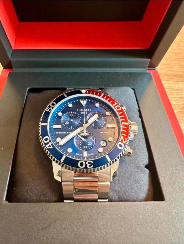 Tissot Seastar pepsi, Sieraden, Tassen en Uiterlijk, Horloges | Heren, Zo goed als nieuw, Polshorloge, Overige merken, Staal, Verzenden