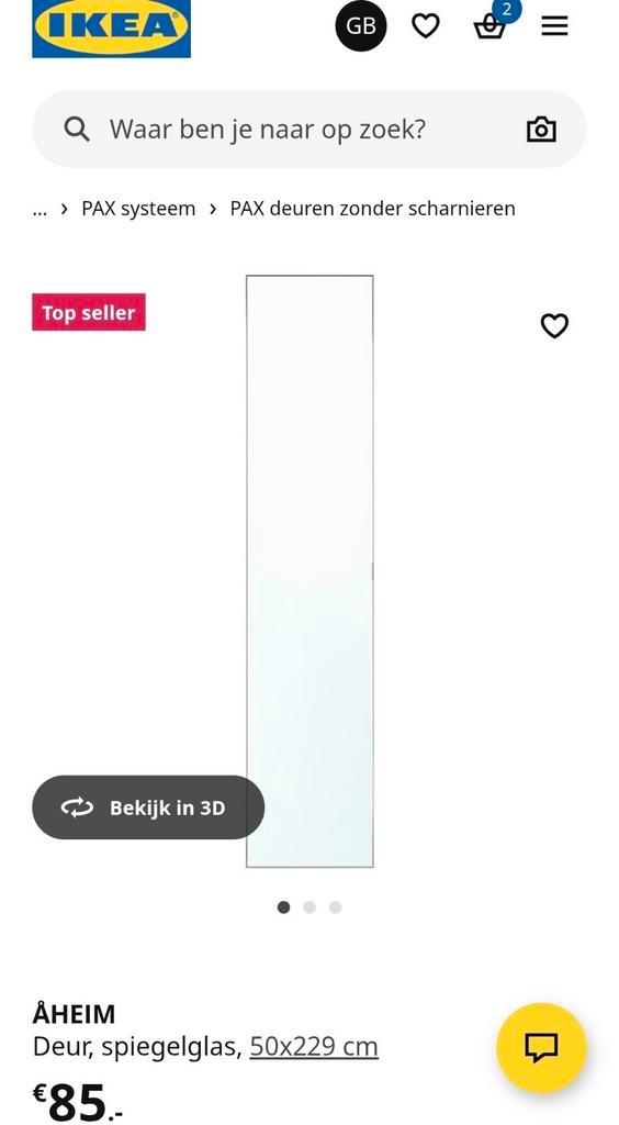 Ikea Pax Spiegeldeuren 3 stuks (50x229cm), Huis en Inrichting, Kasten | Kledingkasten, Zo goed als nieuw, 200 cm of meer, 50 tot 100 cm