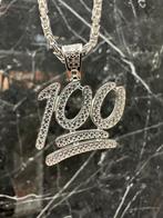925 Koningsketting met '100'Hanger, Met hanger, Nieuw, Ophalen of Verzenden, Goud