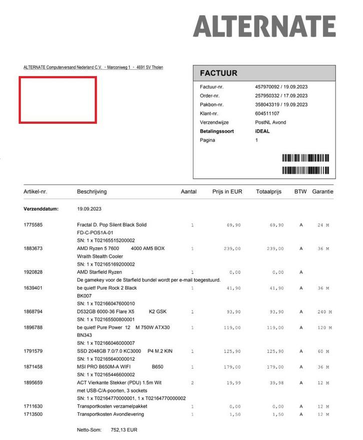 AMD Ryzen 5 7600/RX  5500XT/ 32 RAM Gaming PC (met factuur), Computers en Software, Desktop Pc's, Ophalen of Verzenden