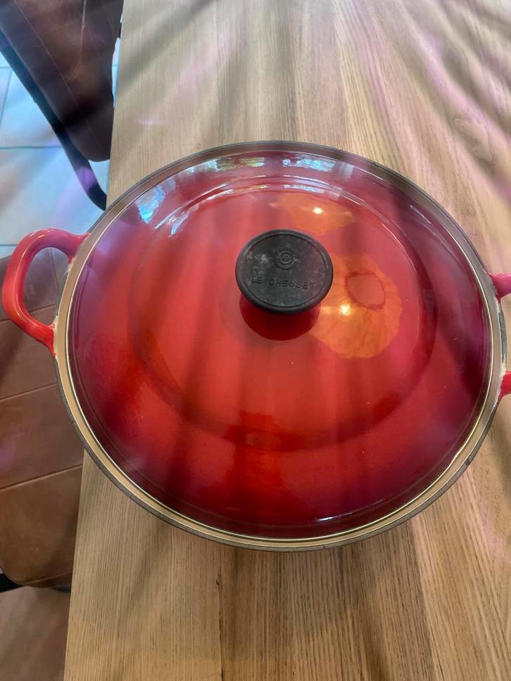 Le Creuset Braadpan - Rood - Origineel, Huis en Inrichting, Keuken | Potten en Pannen, Gebruikt, Koekenpan of Braadpan, Gietijzer