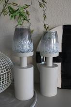 SALE:Set van twee exclusieve kandelaars offwhite/beige/NIEUW, Crème, 25 tot 50 cm, Nieuw, Ophalen of Verzenden