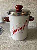 Asperge pan (met metalen mandje)  EMAILLE, Ophalen of Verzenden, Gebruikt, Overige materialen, Kookpan of Snelkookpan