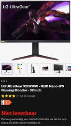 LG 32GP850 32" QHD 165Hz Gaming Monitor, Computers en Software, Monitoren, Gebruikt, IPS, In hoogte verstelbaar, DisplayPort