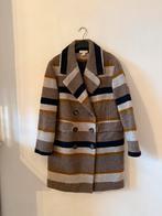 H&M bruin beige zwart gestreepte overslag winterjas Maat 36, Kleding | Dames, H&M, Beige, Ophalen of Verzenden, Zo goed als nieuw