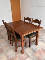 Eiken Eetkamertafel, met verlengstuk en 4 stoelen, Huis en Inrichting, Tafels | Eettafels, 50 tot 100 cm, 100 tot 150 cm, Gebruikt