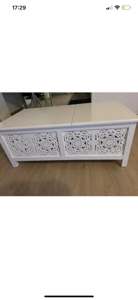 Stevige Salontafel wit, Huis en Inrichting, Tafels | Salontafels, Gebruikt, Minder dan 50 cm, 50 tot 100 cm, 100 tot 150 cm, Rechthoekig