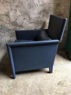 Molteni en C Italy blauwe leren design fauteuil, Huis en Inrichting, Fauteuils, Ophalen of Verzenden