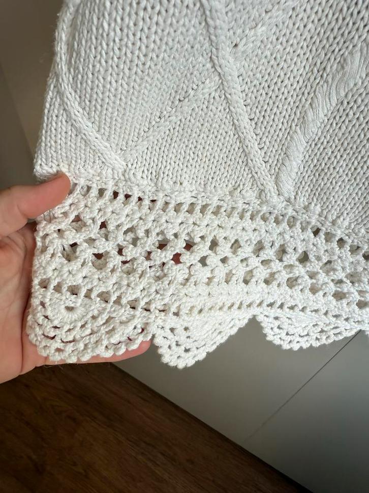 Witte vintage Gebreide Trui met prachtige Details - maat L, Kleding | Dames, Truien en Vesten, Zo goed als nieuw, Maat 42/44 (L)
