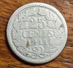Nederland 25 cent 1911, Verzenden, Zilver, 25 cent, Koningin Wilhelmina