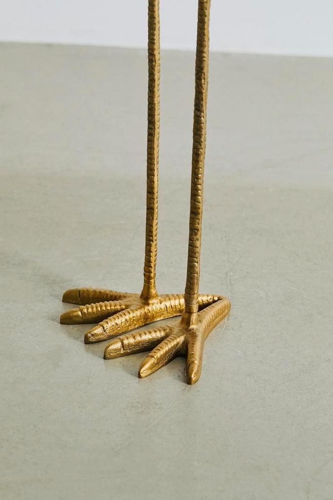 Gold metal side table bijzettafel bird-like two bird feet, Antiek en Kunst, Kunst | Designobjecten, Ophalen of Verzenden
