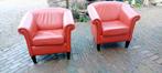 Twee vintage comfortabele lederen club fauteuils, Huis en Inrichting, Fauteuils, Ophalen, Klassiek, 75 tot 100 cm, Zo goed als nieuw
