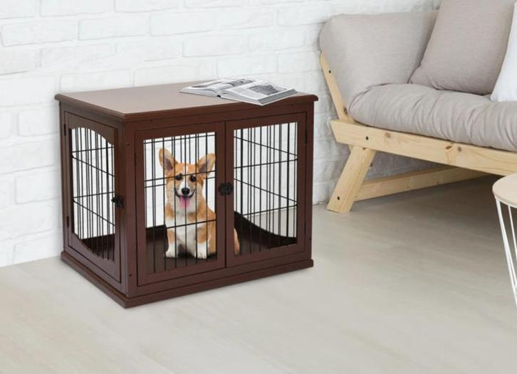 Honden Bench L81 x B58.5 x H66 Bruin, Dieren en Toebehoren, Hondenbenches, Nieuw, Verzenden