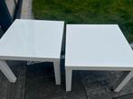 Twee witte bijzettafels, Huis en Inrichting, Tafels | Bijzettafels, Ophalen of Verzenden, Rond, Minder dan 55 cm, 45 tot 60 cm