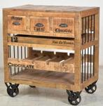 Trolley van mango hout en metaal., Huis en Inrichting, Keuken | Keukenelementen, Ophalen, 50 tot 100 cm, Zo goed als nieuw, Minder dan 100 cm