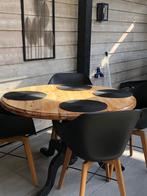 Eettafel met 4 Hartman stoelen, Ophalen of Verzenden, Gebruikt, Rond, Hout
