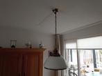 Hanglamp messing met glazen kap grote fitting., Ophalen, Glas, 75 cm of meer