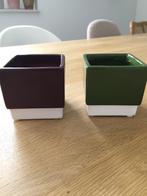 Twee leuke mini bloempotten 7x7 cm, als nieuw, Vierkant, Ophalen of Verzenden, Zo goed als nieuw, Aardewerk