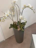 Grijze vaas hoog pot met orchide vaas zijdeplant 75 cm hoog, Huis en Inrichting, Woonaccessoires | Kunstplanten en Kunstbloemen