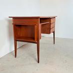 Vintage teak bureau in Scandinavische stijl, Huis en Inrichting, Bureaus, Ophalen, Gebruikt, Bureau