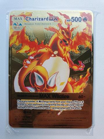 Charizard DX Flames Pokemon kaart metaal Goudkleurig ijzer beschikbaar voor biedingen