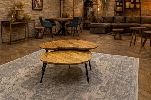 Salontafel Hamburg 2-Delig Mangohout Direct/Leverbaar E-7205, Huis en Inrichting, Tafels | Salontafels, Nieuw, Minder dan 50 cm
