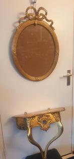 Antieke set 2 goudkleurige striklijsten en 1 console, Antiek en Kunst, Antiek | Spiegels, Ophalen, Ovaal, Minder dan 50 cm, Minder dan 100 cm