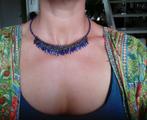 Nieuwe verstelbare ketting met paarsblauwe kraaltjes, Overige materialen, Verstelbaar, Blauw, Nieuw