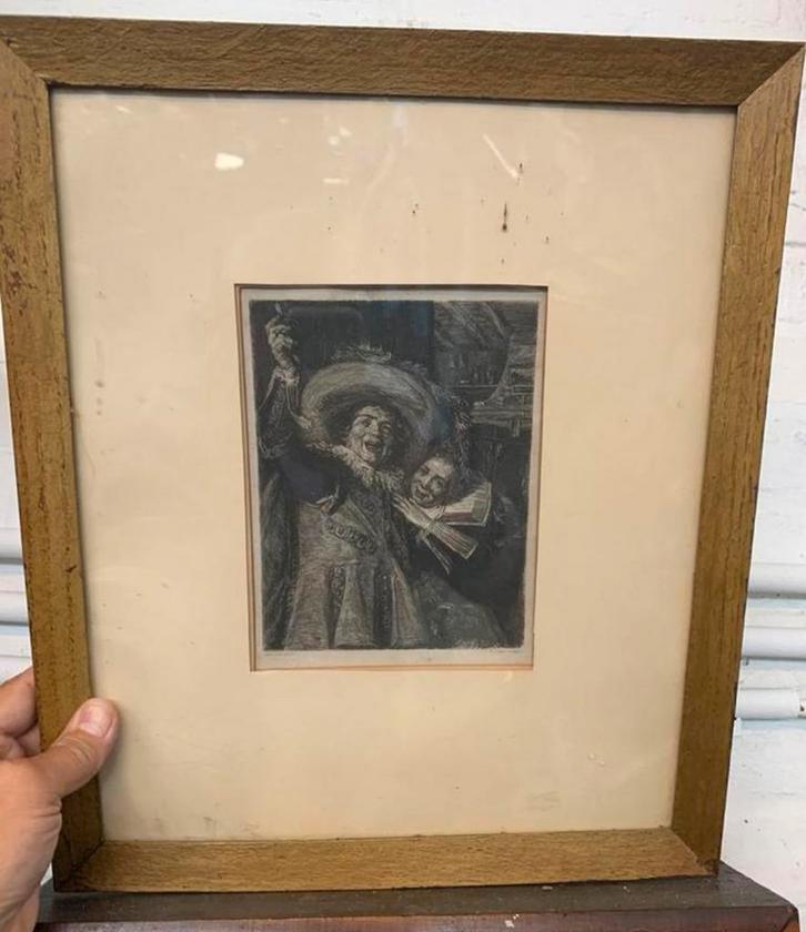 Ets leuke oude ets gravure Frans Hals voorstelling, Antiek en Kunst, Kunst | Etsen en Gravures, Ophalen of Verzenden