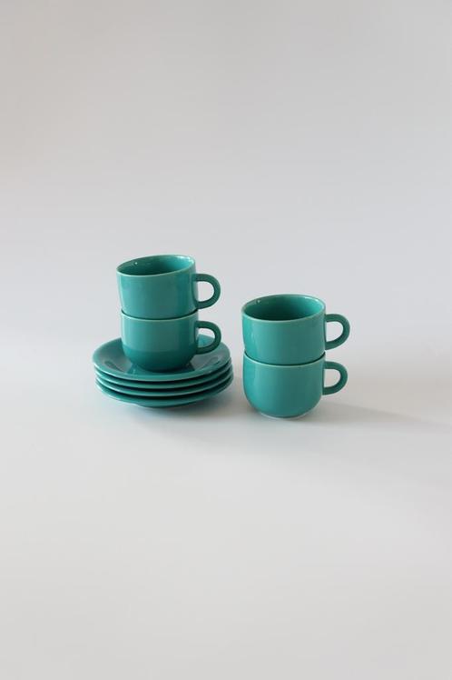 Newco aardewerk koffiekopjes turquoise vintage, Huis en Inrichting, Keuken | Servies, Zo goed als nieuw, Kop(pen) en/of Schotel(s)