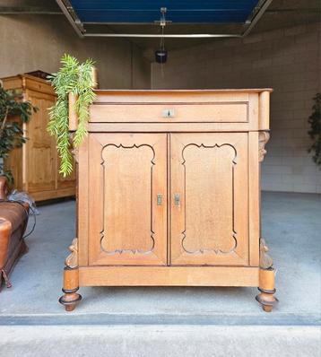 Antieke brocante eiken Biedermeier commode vintage dressoir  beschikbaar voor biedingen