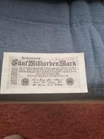 Duitsland: een gevouwen 5 miljard Mark bankbiljet uit 1923., Ophalen of Verzenden, Duitsland, Los biljet