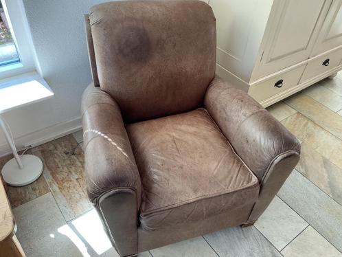 Schaapsleren Engelse fauteuil authentique, Huis en Inrichting, Fauteuils, Gebruikt, Leer, 75 tot 100 cm, 75 tot 100 cm, Ophalen