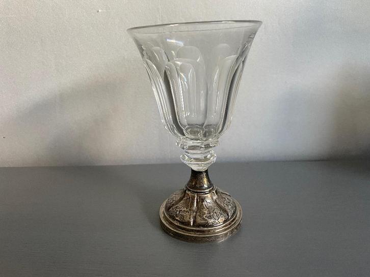 KRISTAL GLAS met ZILVEREN VOET uit 1863 - WD014, Antiek en Kunst, Antiek | Goud en Zilver, Zilver, Ophalen of Verzenden