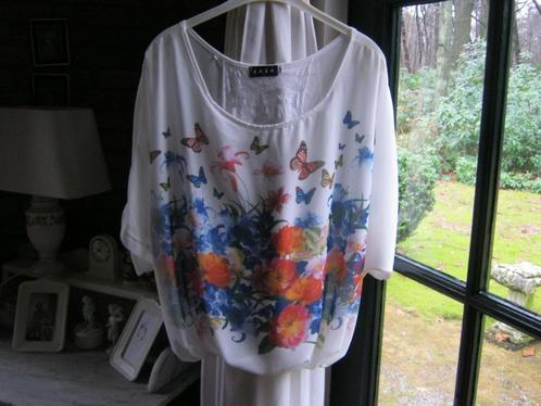 mj/ZAZA/top/maat L valt als 42/leuke mouw, Kleding | Dames, Tops, Zo goed als nieuw, Maat 42/44 (L), Wit, Korte mouw, Verzenden
