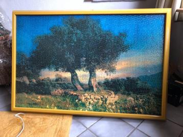 grote puzzel in lijst - 2 bomen 1 kruin - 106x71 cm beschikbaar voor biedingen