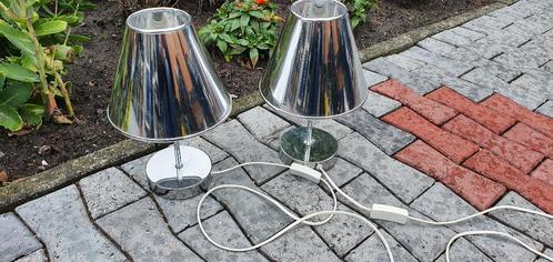 te koop set zilverkleurig schemerlampen 32 cm hoog, Huis en Inrichting, Lampen | Tafellampen, Nieuw, Minder dan 50 cm, Kunststof
