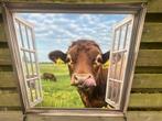 Tuinposter koe / doorkijk whow! €20,-!!, Ophalen, Nieuw