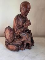 Houten beeld van een man met een tijger, Antiek en Kunst, Ophalen