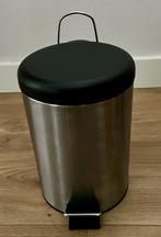 Prullenbakje van Roestvrijstaal met zwarte binnenemmer, Ophalen, Nieuw, Rvs, Minder dan 50 cm