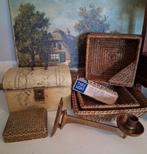 Birma riet Blik Doosje Kandelaar Verkade waxinelichtjes., Antiek en Kunst, Curiosa en Brocante, Ophalen of Verzenden