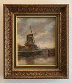 Schilderij De molen en de brug bij Noord-West-Buitensingel, Antiek en Kunst, Verzenden