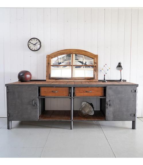Dressoir, Werkbank, Toonbank, Industrieel, Grote werkbank, Antiek en Kunst, Curiosa en Brocante, Ophalen of Verzenden