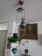 Vintage Hanglamp met Groen Glas, Huis en Inrichting, Lampen | Hanglampen, Ophalen, Gebruikt, Vintage, Glas