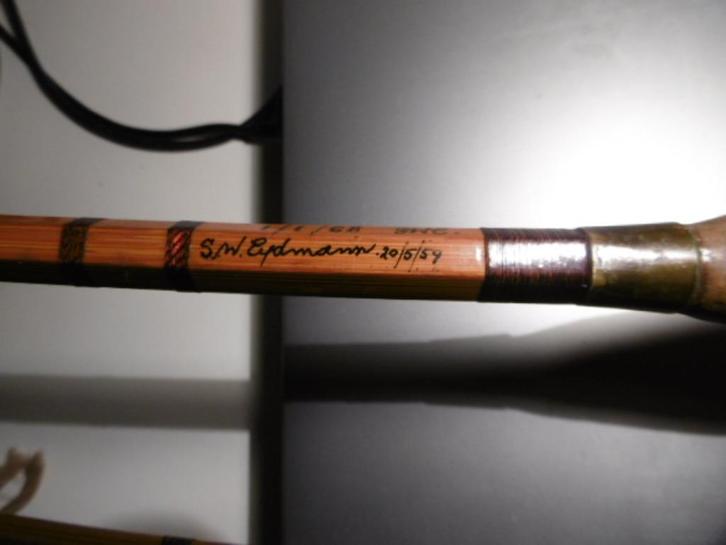 prachtige vintage gesigneerde splitcane hengel., Watersport en Boten, Hengelsport | Algemeen, Werphengel, Ophalen of Verzenden