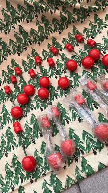 21 vintage houten kerstboom kaarsjeshouders appeltjes beschikbaar voor biedingen